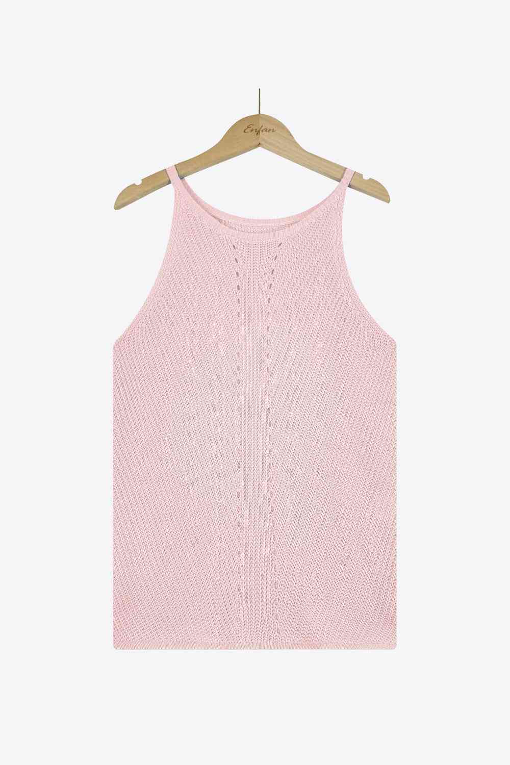 Openwork Grecian Neck Knit Tank Top