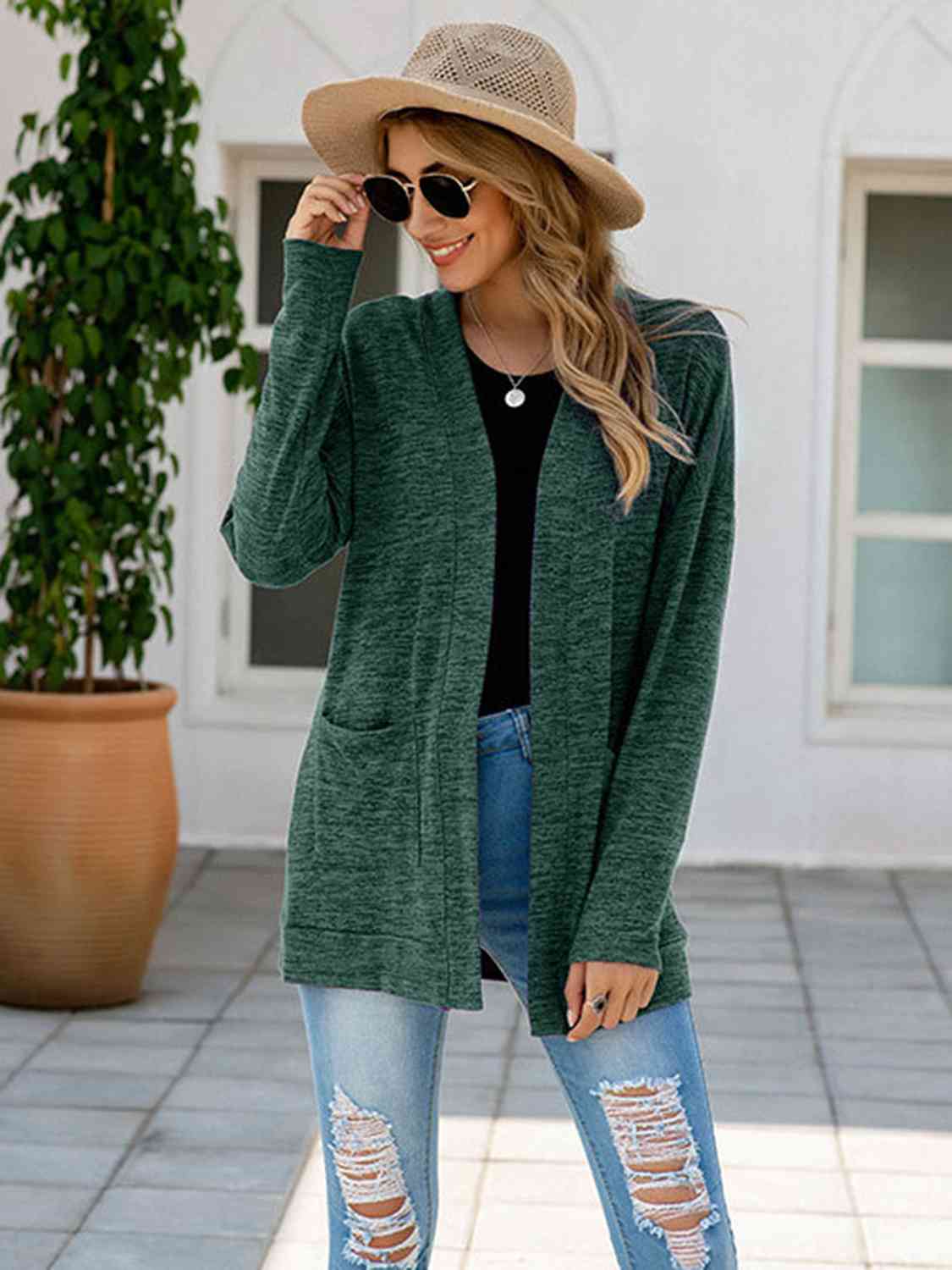 Open Front Long Sleeve Cardigan