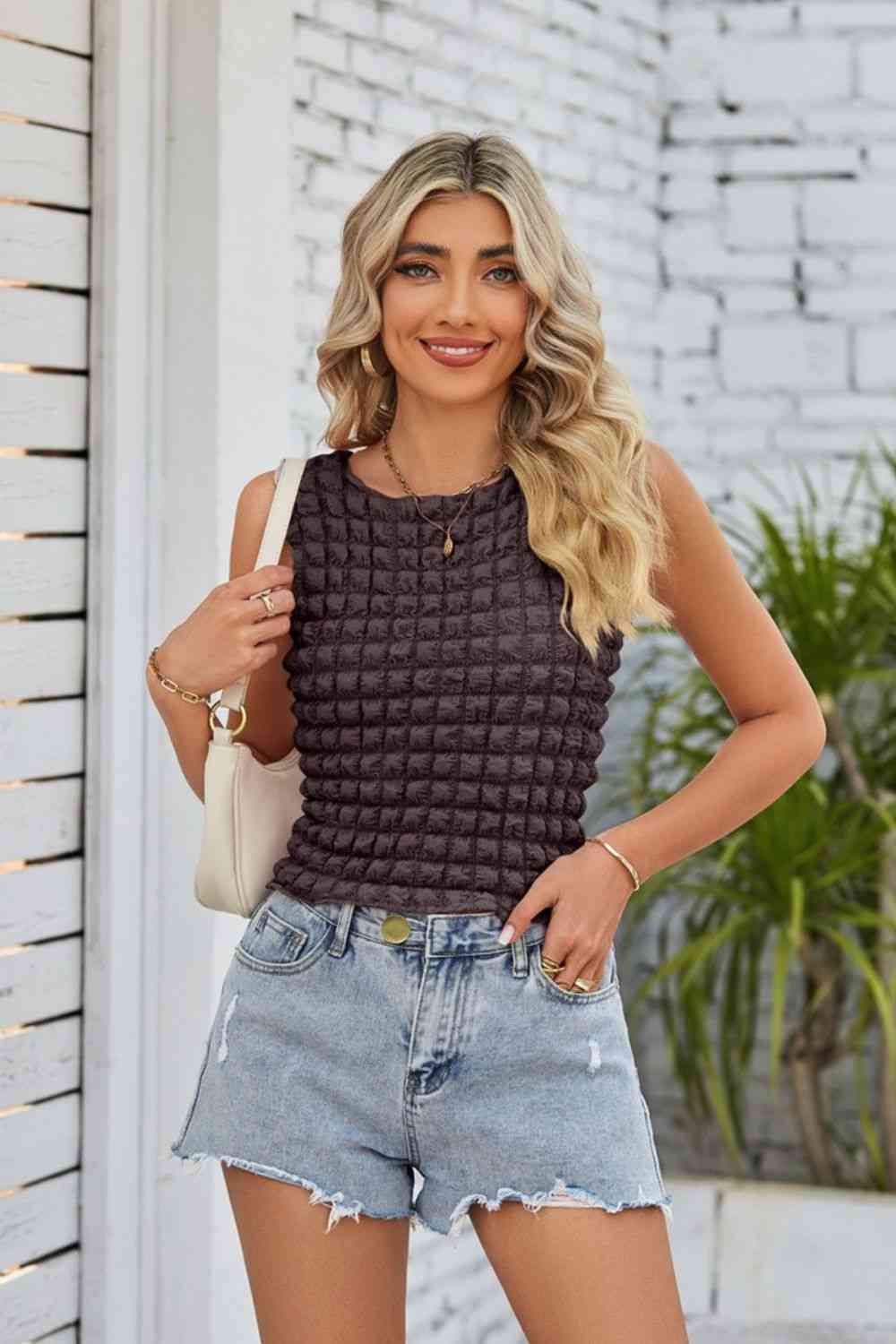 Textured Round Neck Tank