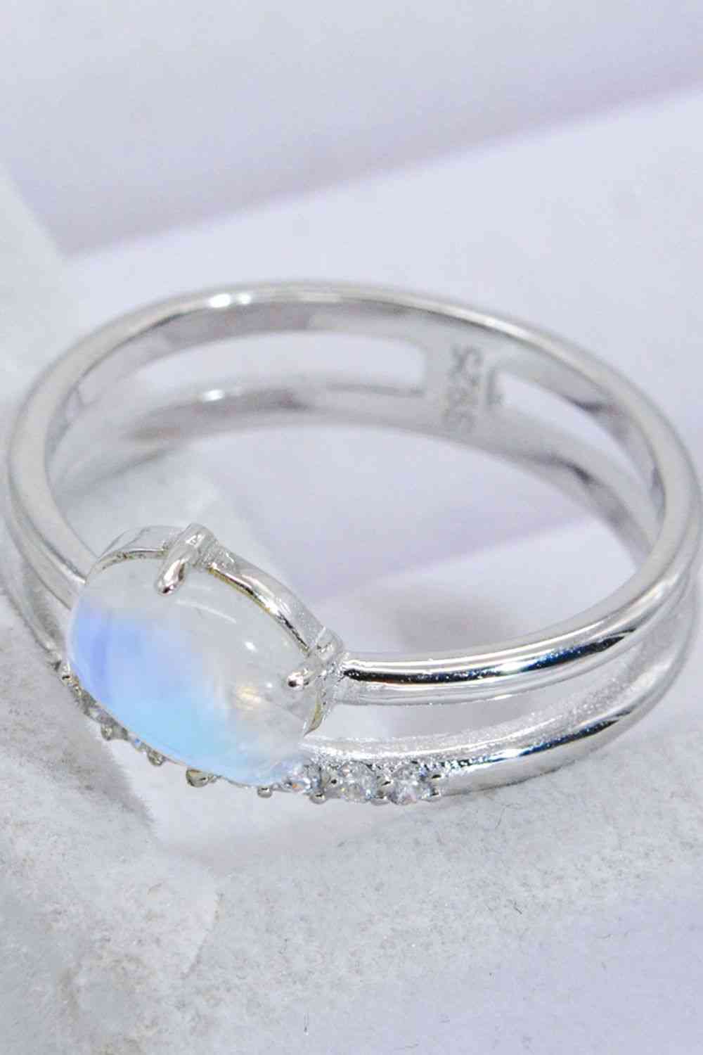 Natural Moonstone and Zircon Double-Layered Ring