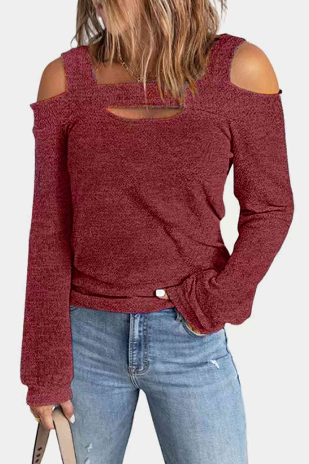 Full Size Cutout Cold Shoulder Blouse