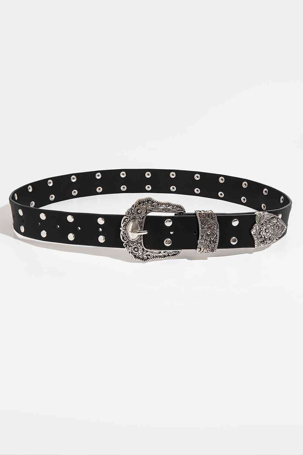 Double Row Studded PU Leather Belt