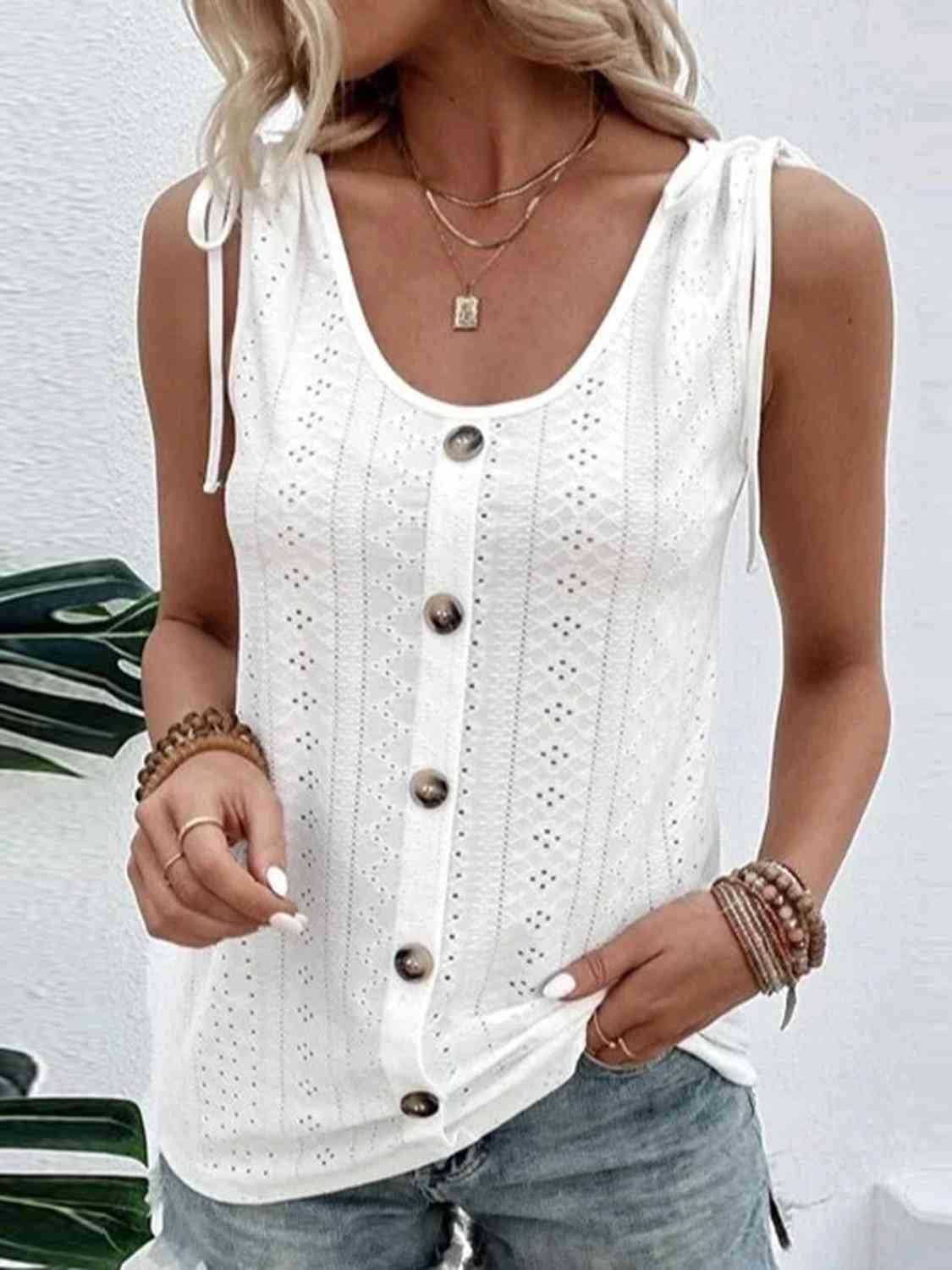 Full Size Scoop Neck Sleeveless Tank Top