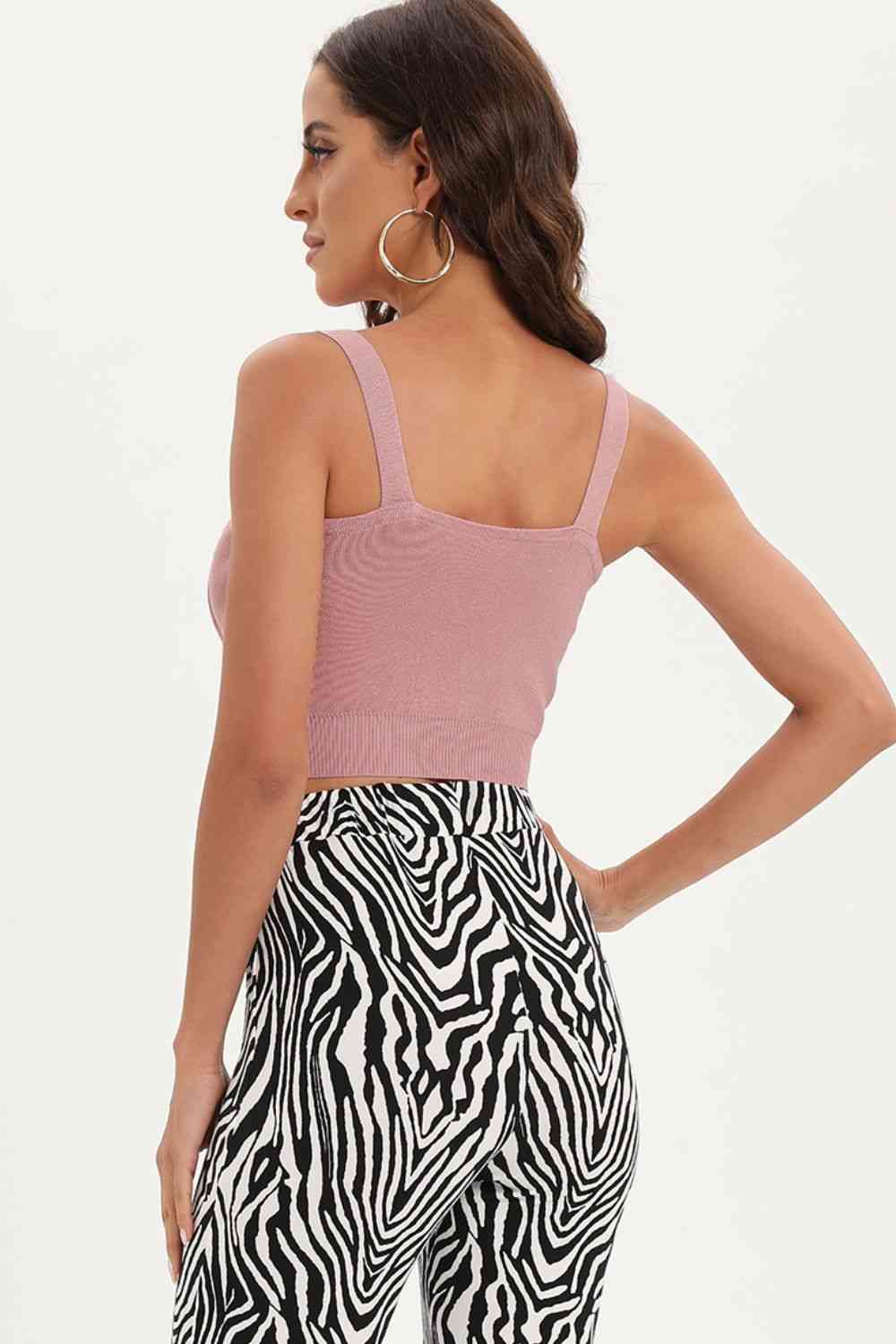 Zip-Up Cutout Sleeveless Knit Top