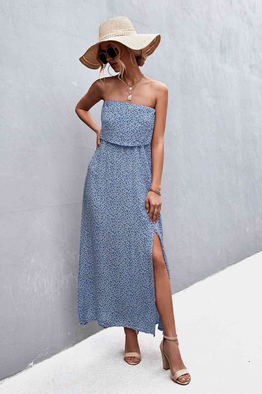 Strapless Split Maxi Dress