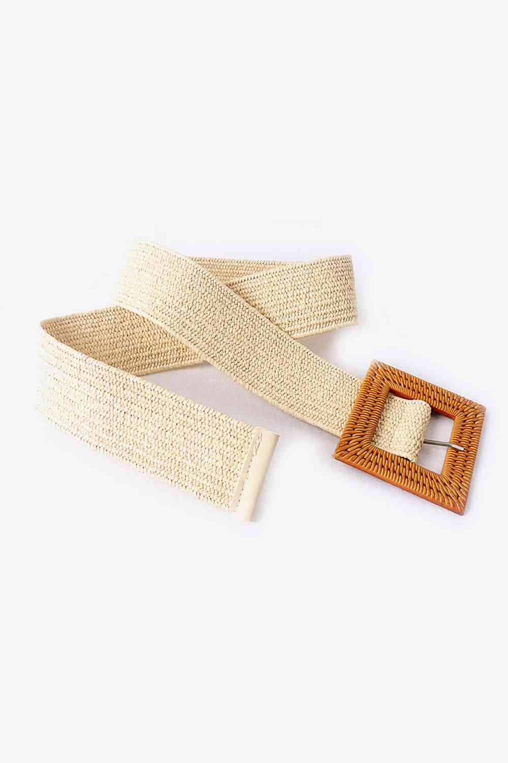 Square Buckle Elastic Braid Belt