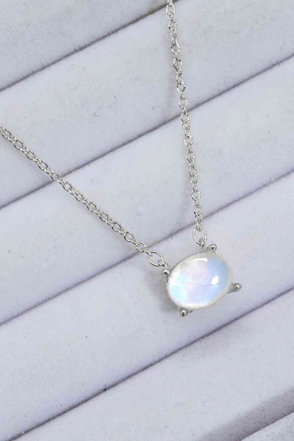 Geometric Moonstone Pendant Necklace