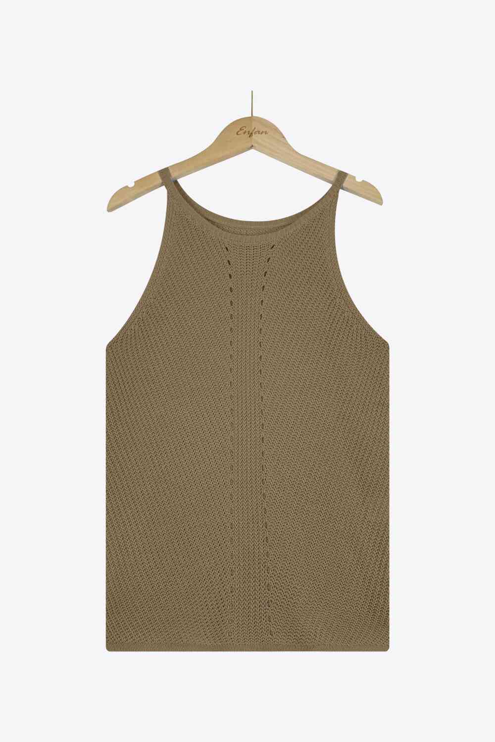 Openwork Grecian Neck Knit Tank Top