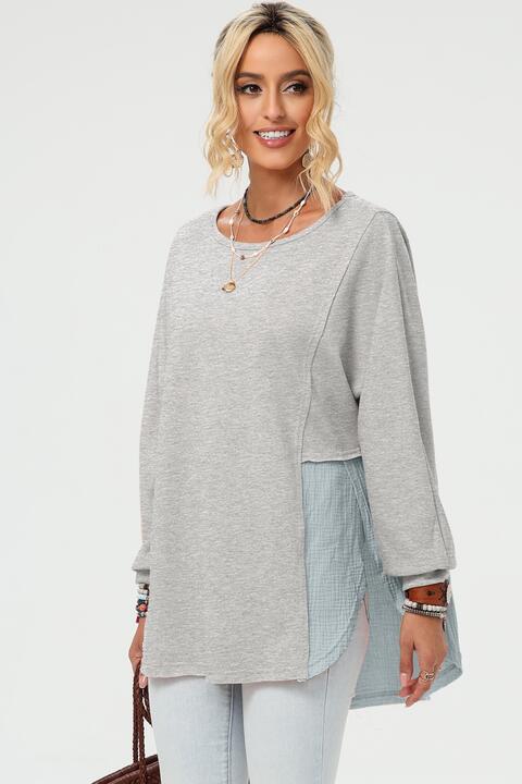 Curved Hem Dolman Sleeve Top