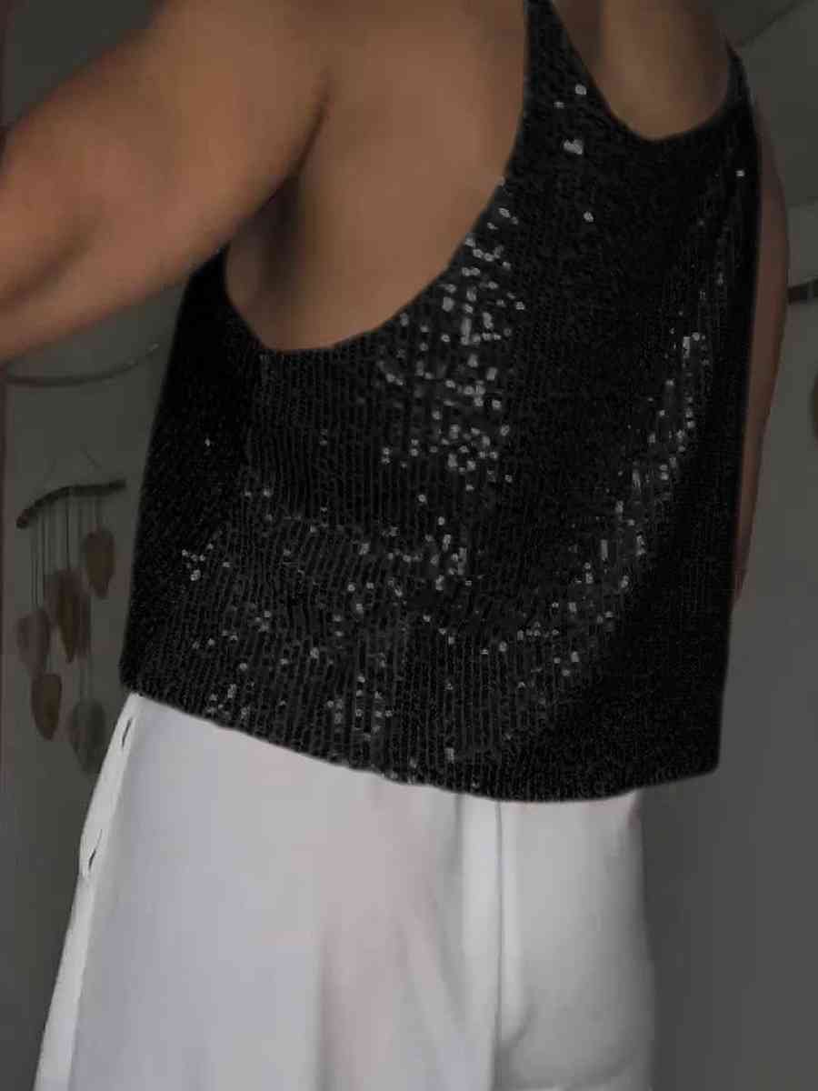 Sequin Deep V Tank