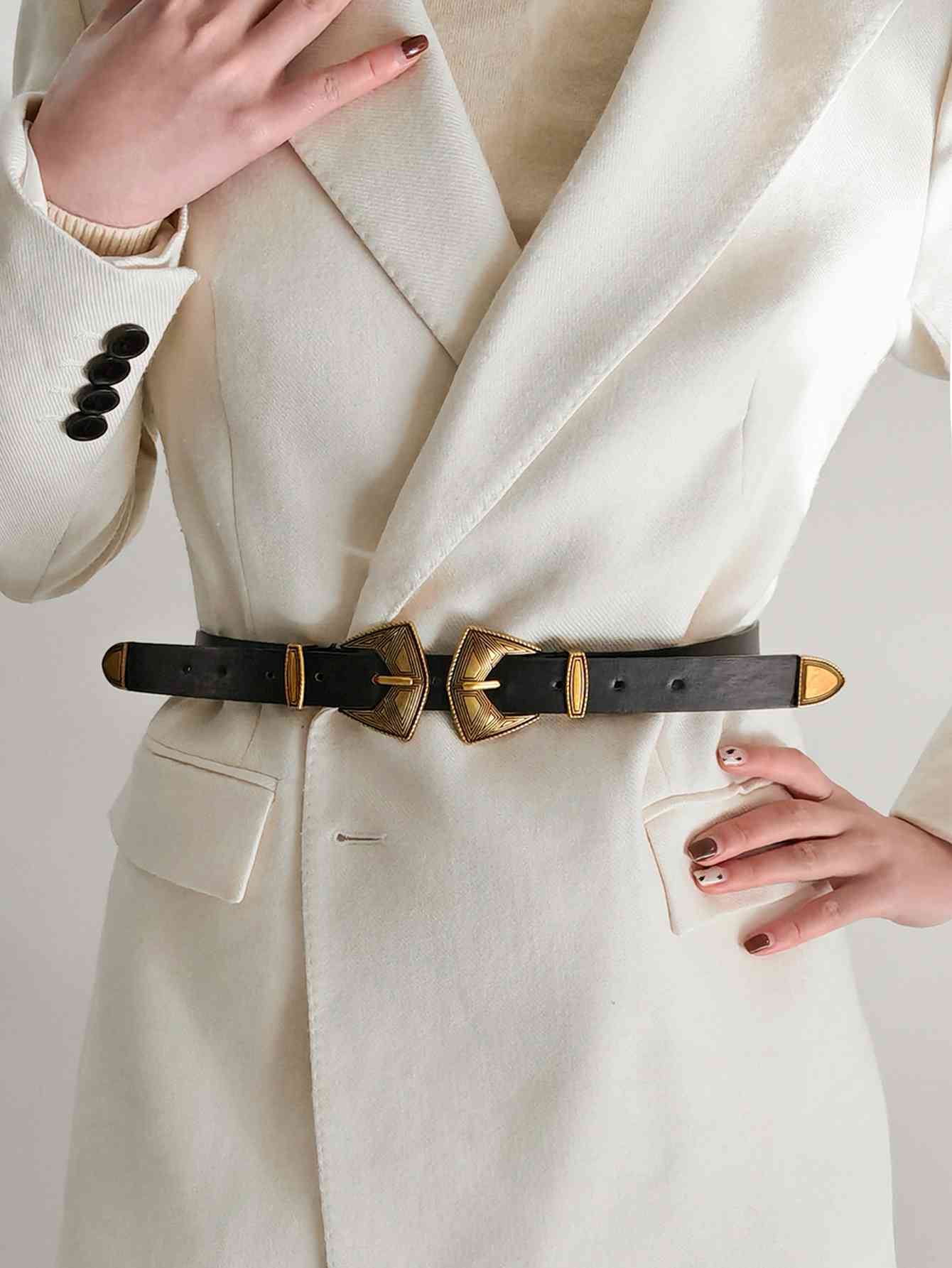 Double Buckle PU Leather Belt