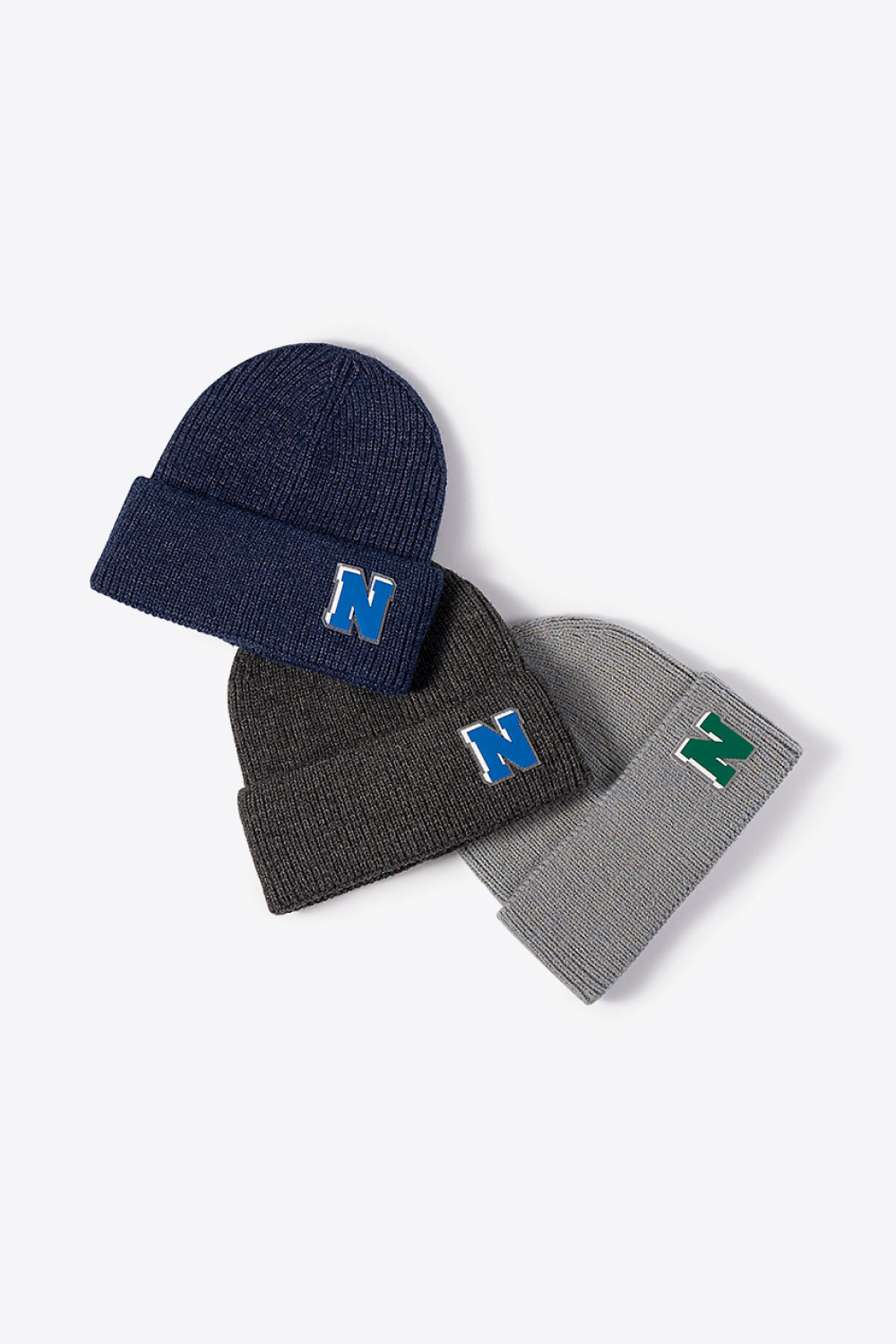 Letter N Patch Cuffed Knit Beanie