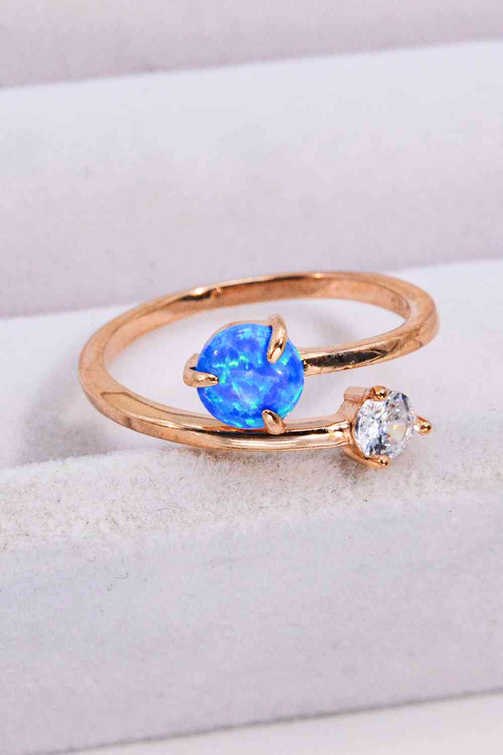 Opal and Zircon Open Ring