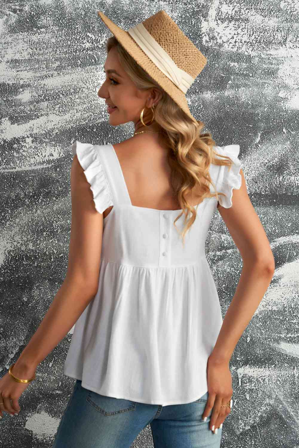 Ruffled Square Neck Babydoll Blouse