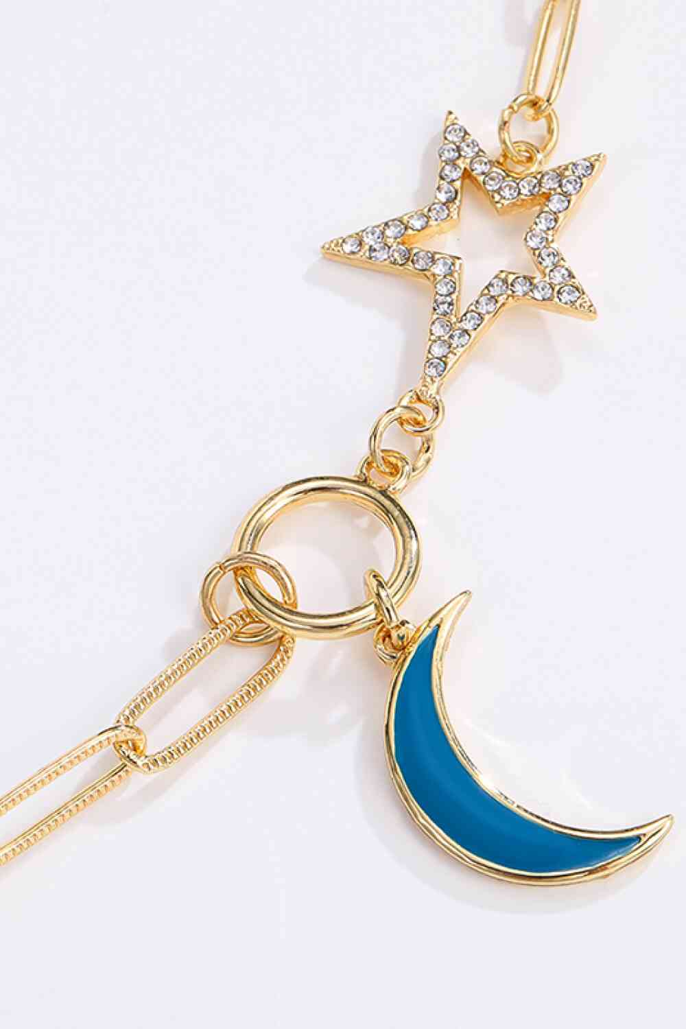 Star and Moon Rhinestone Alloy Necklace