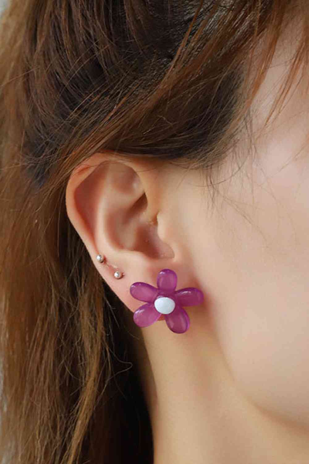 Flower Shape Resin Earrings