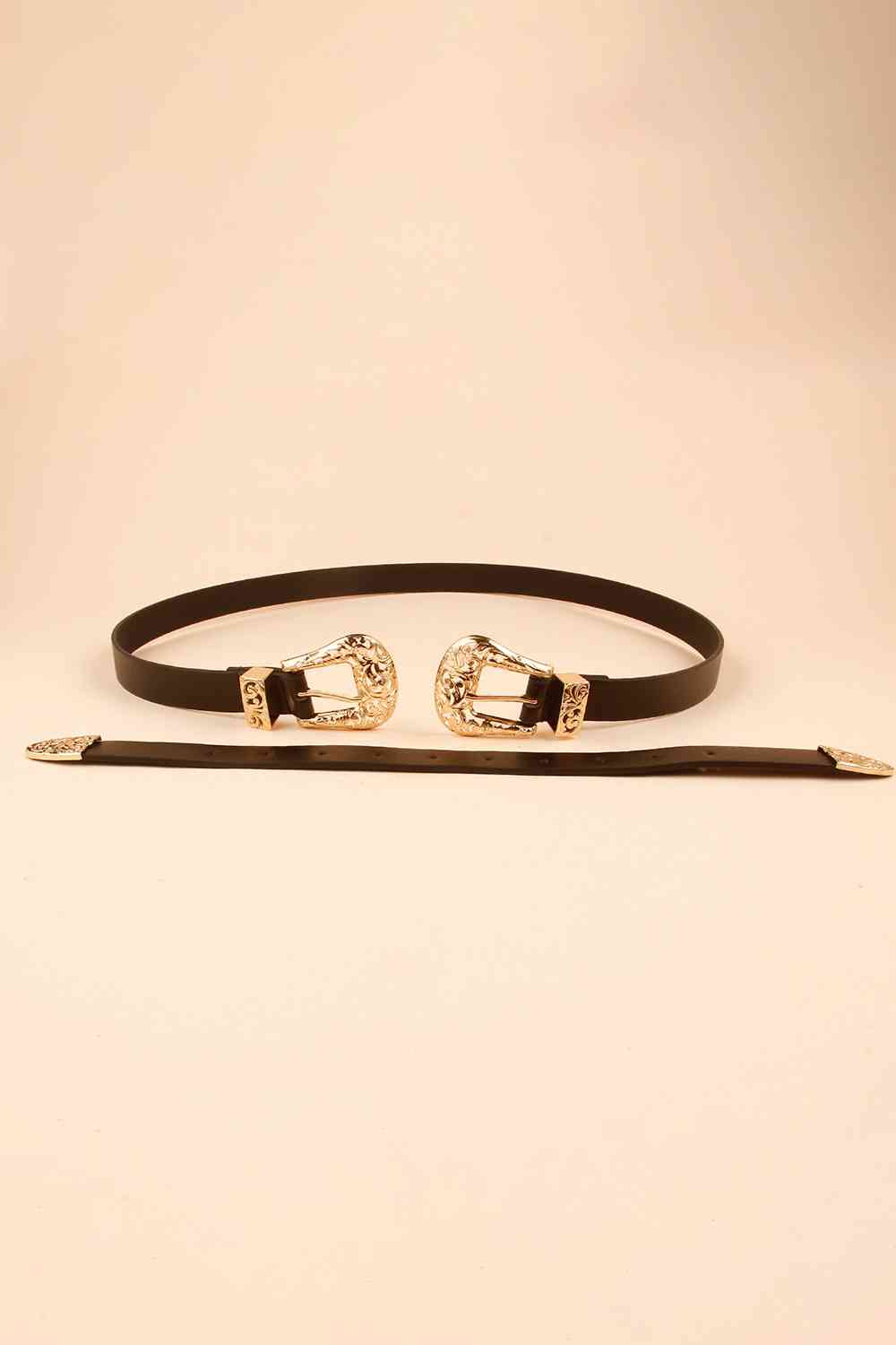 Double Buckle PU Leather Belt