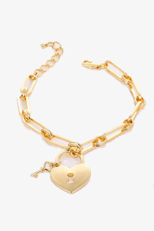 Heart Lock Charm Chain Bracelet