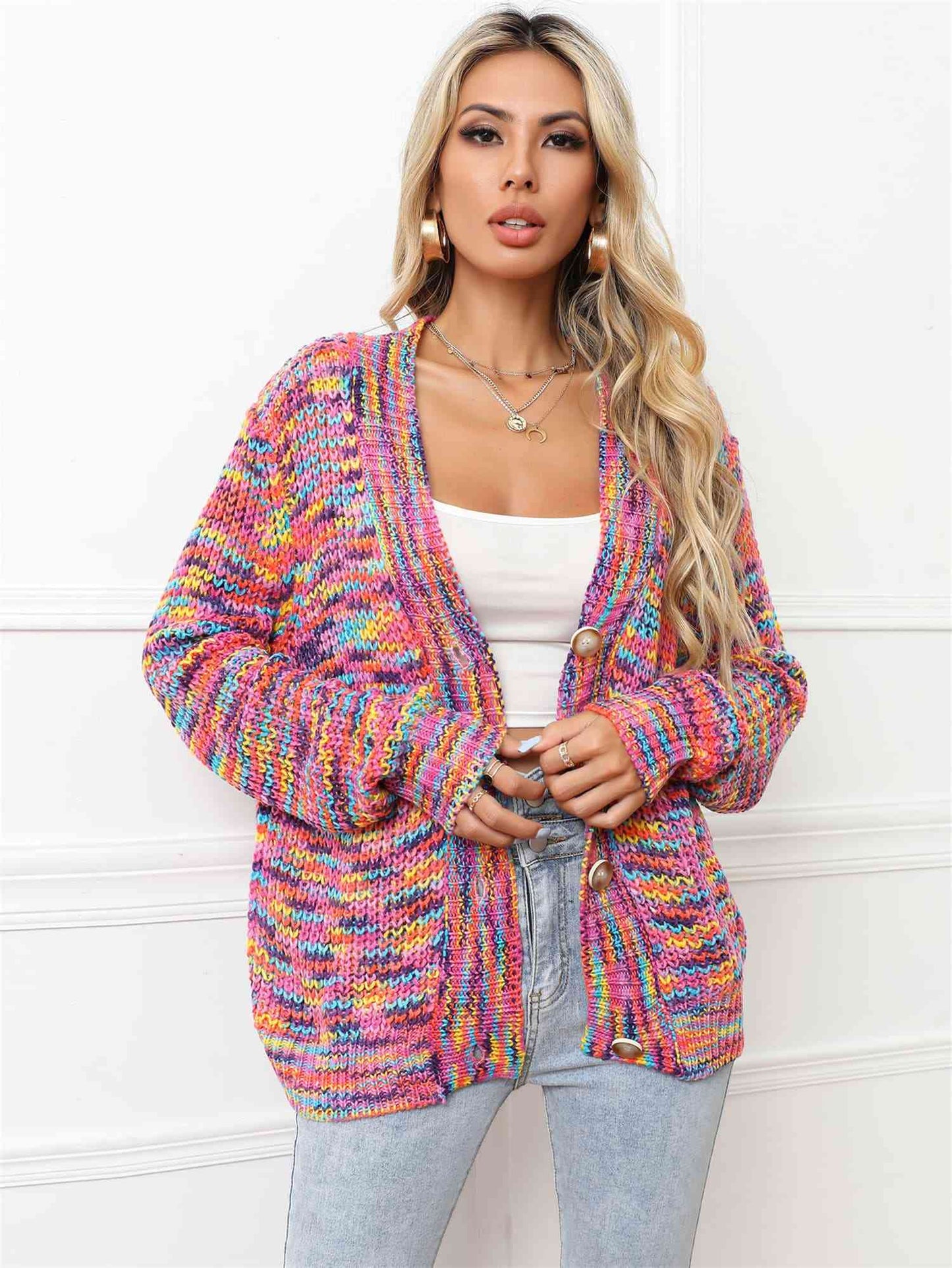 V-Neck Long Sleeve Cardigan