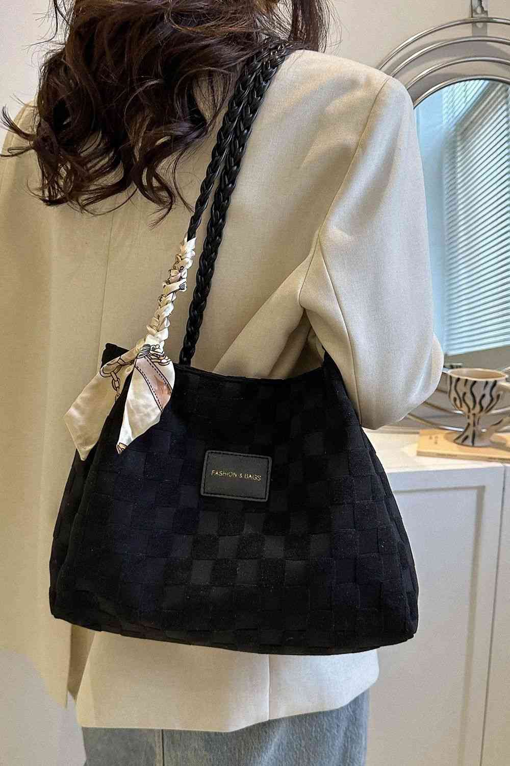 Braided Strap Polyester Tote Bag