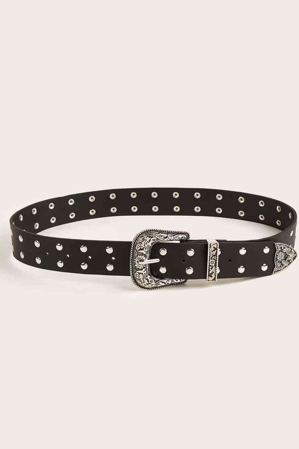 Double Row Studded PU Leather Belt