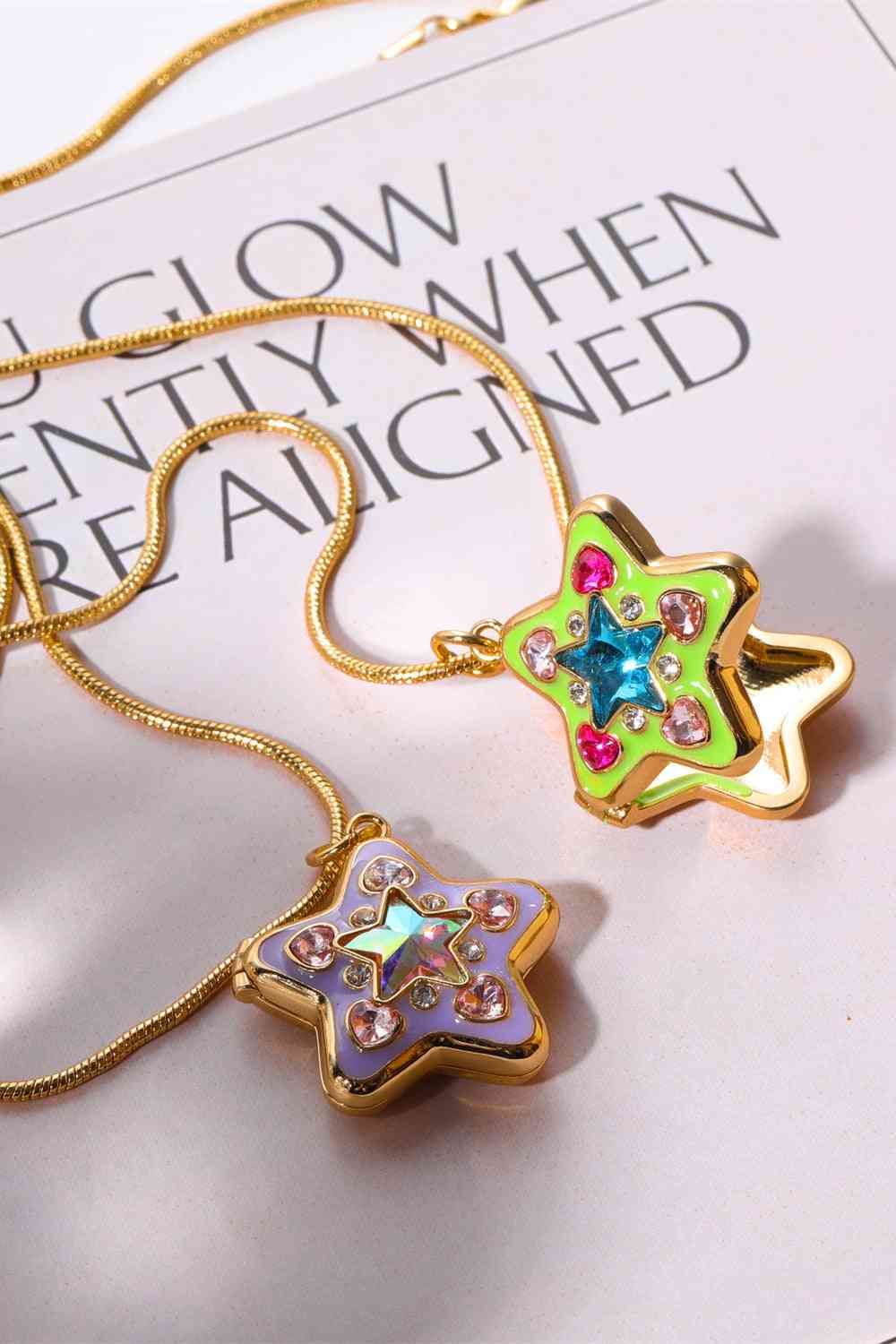 Rhinestone Decor Star Box Pendant Necklace