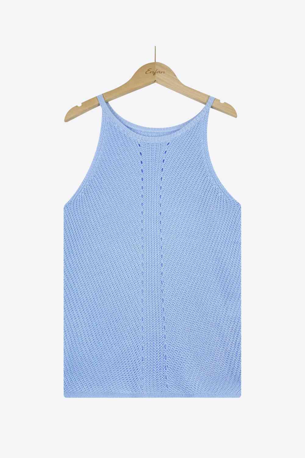 Openwork Grecian Neck Knit Tank Top