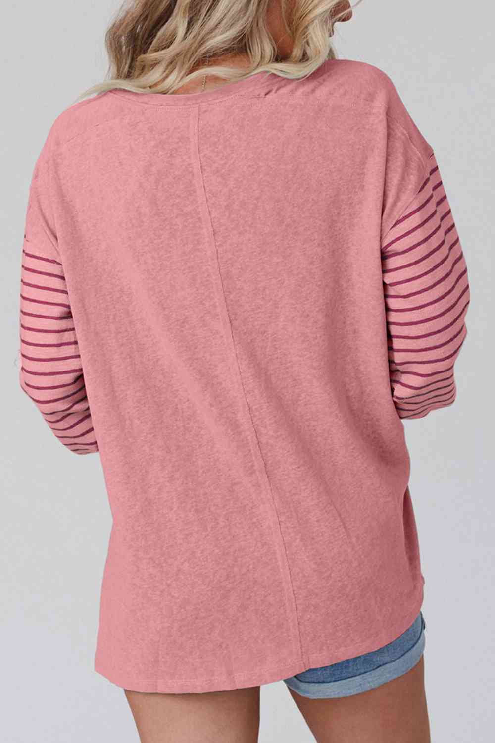 Striped Round Neck Long Sleeve T-Shirt