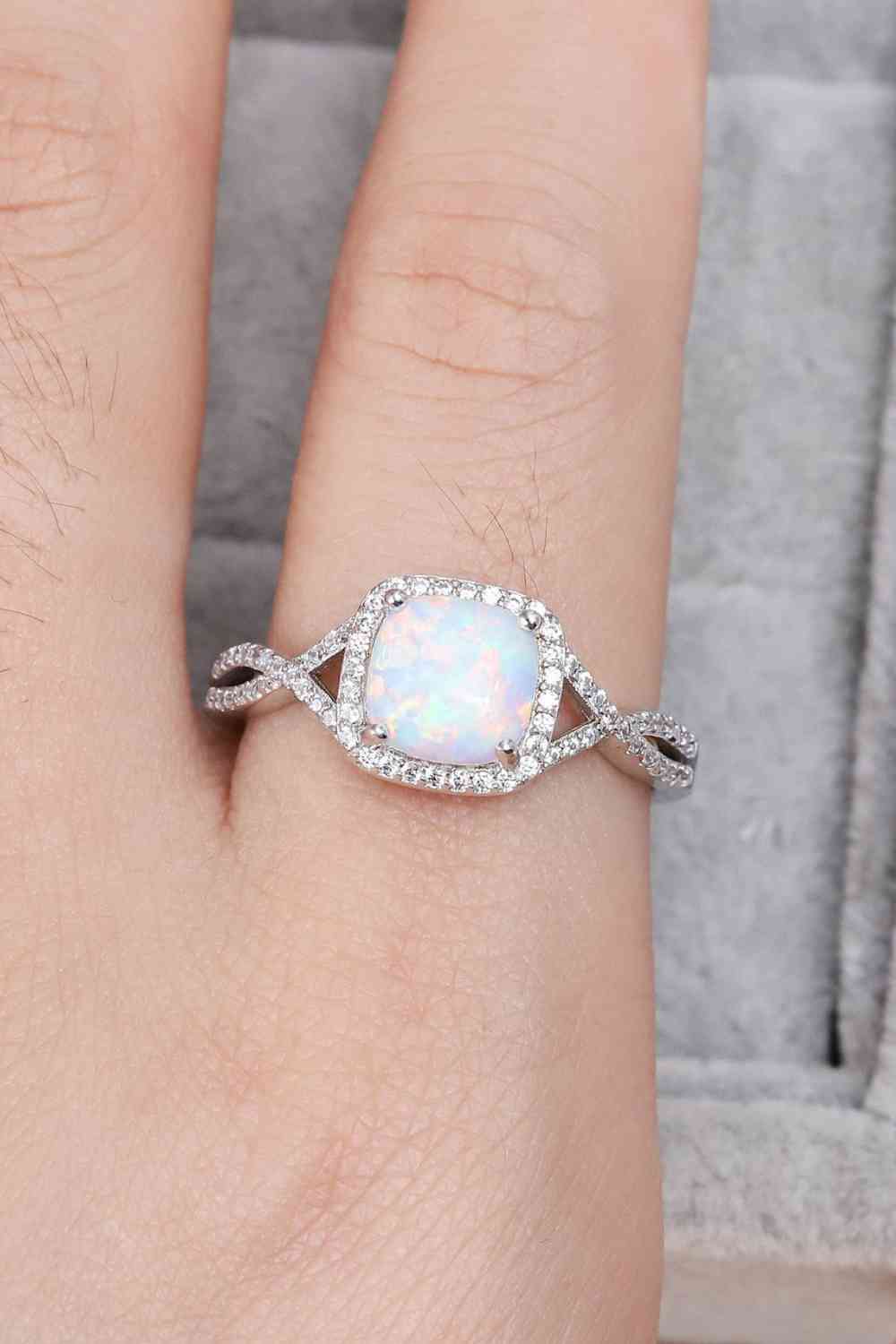 Opal Contrast Crisscross Ring