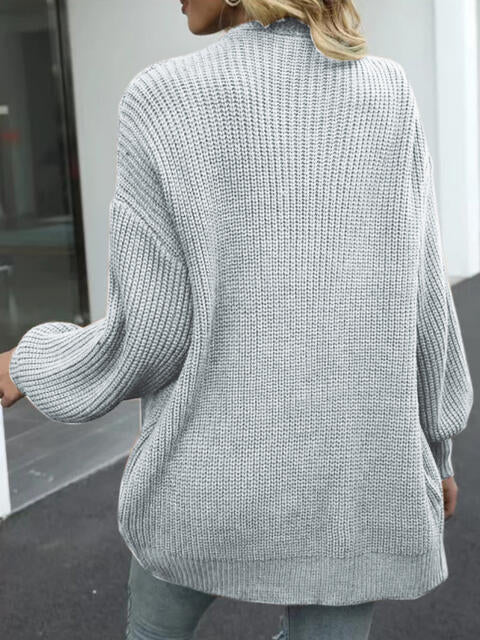 Drop Shoulder Balloon Sleeve Cardigan