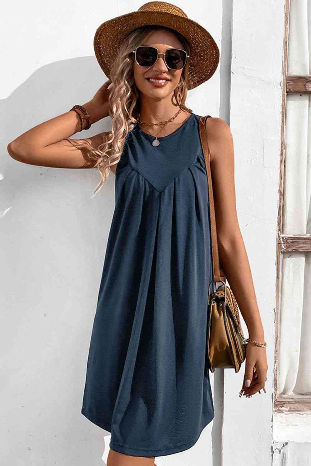 Round Neck Sleeveless Mini Dress