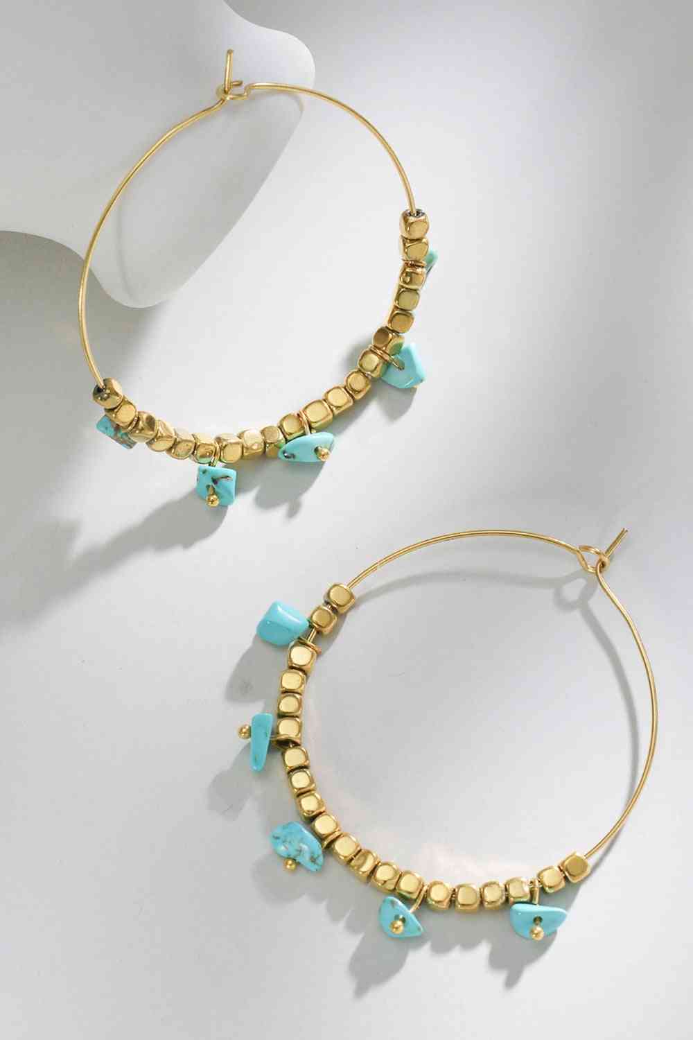 Turquoise Stainless Steel Hoop Earrings