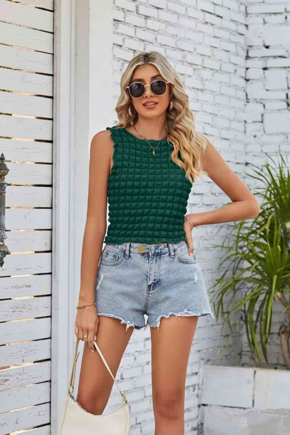 Textured Round Neck Tank