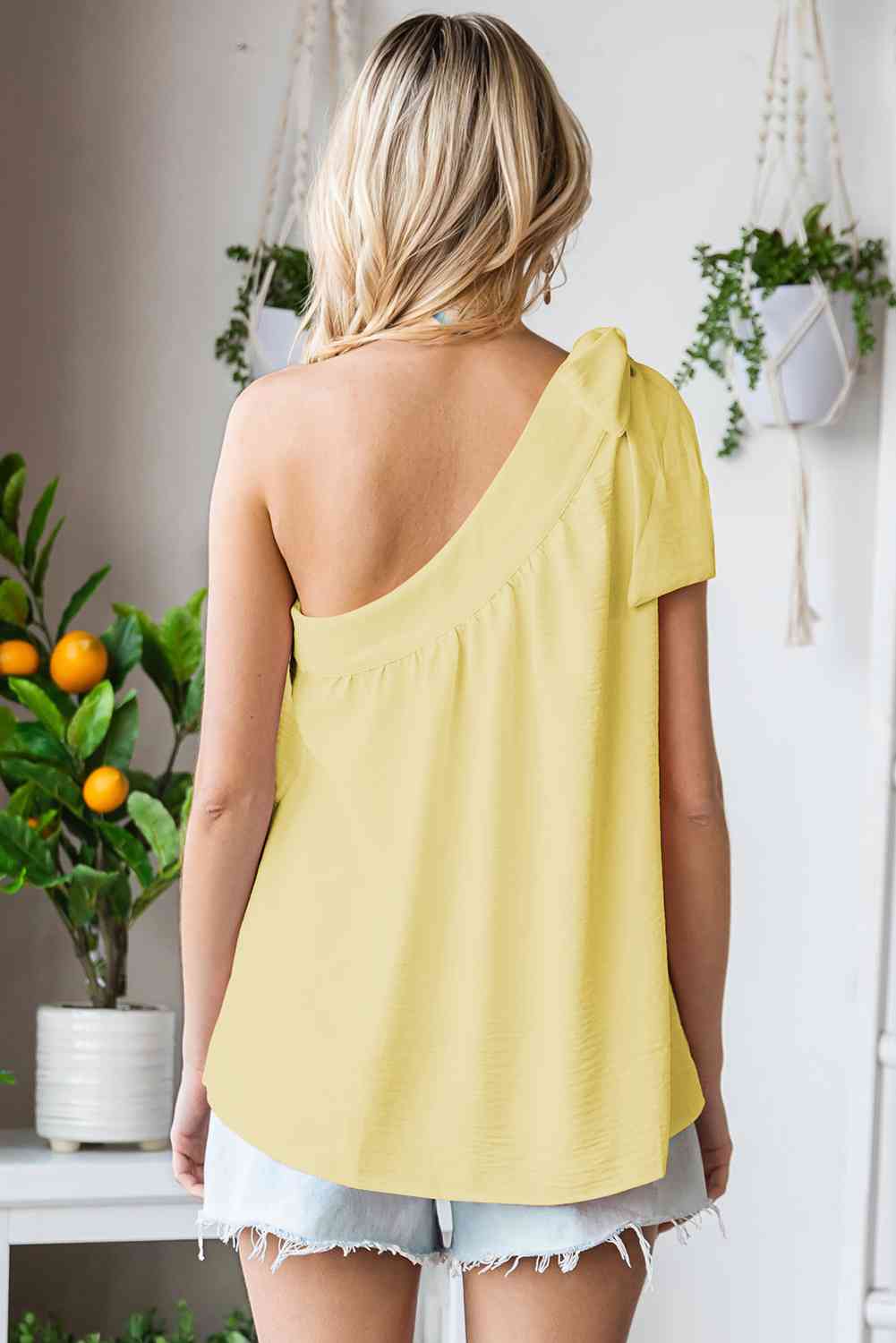 Tied One-Shoulder Blouse