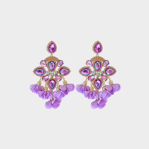 Flower Shape Rhinestone Alloy Dangle Earrings