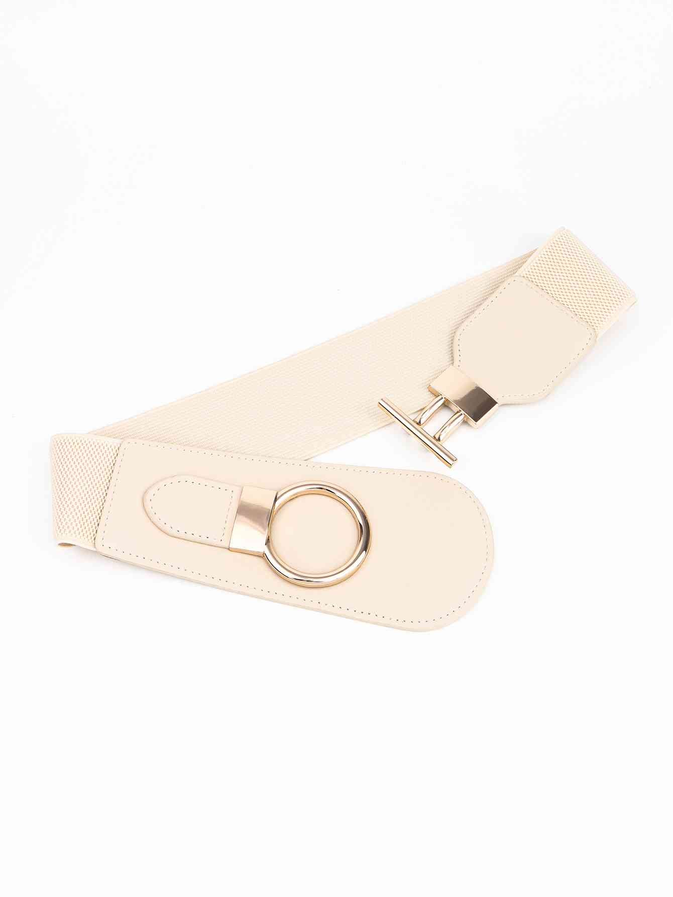 PU Elastic Wide Belt with Alloy Buckle