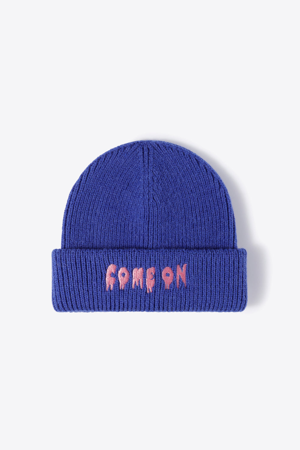 COME ON Embroidered Cuff Knit Beanie