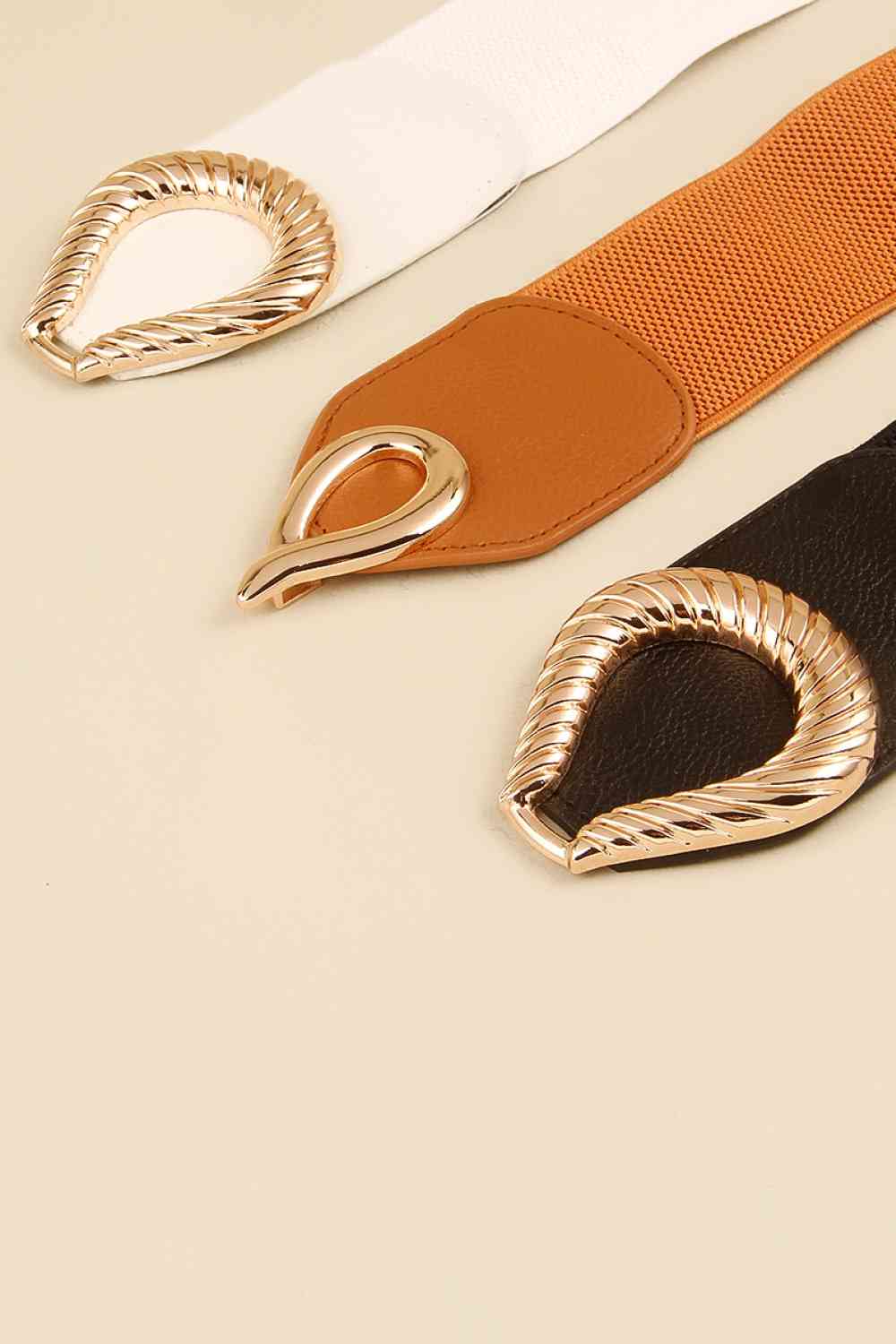 Ribbed Alloy Buckle Elastic Belt