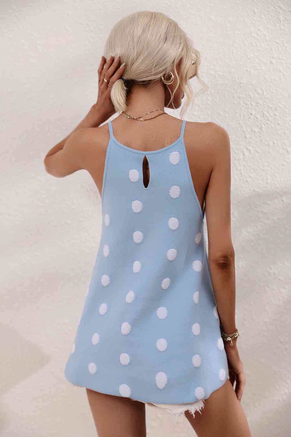 Polka Dot Round Neck Knit Tank