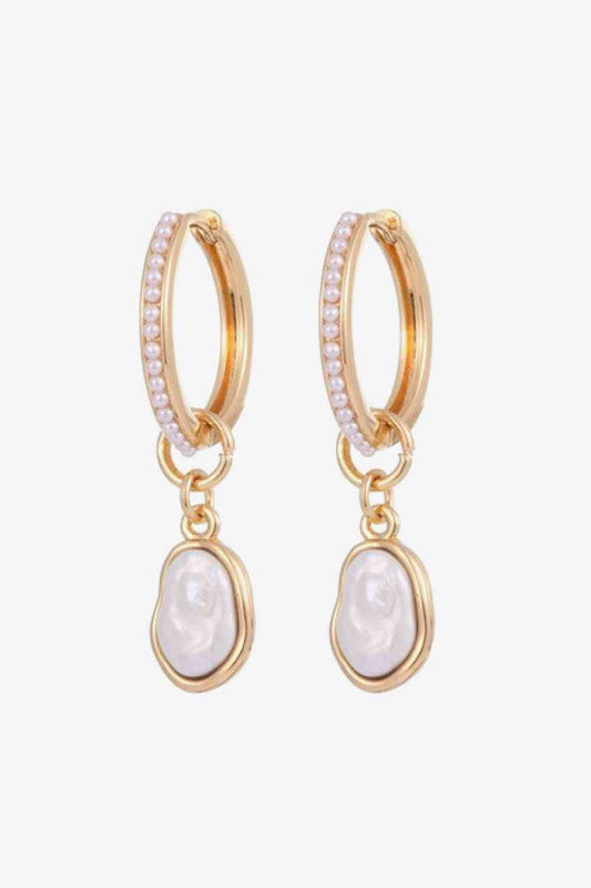 Pearl Huggie Drop Earrings