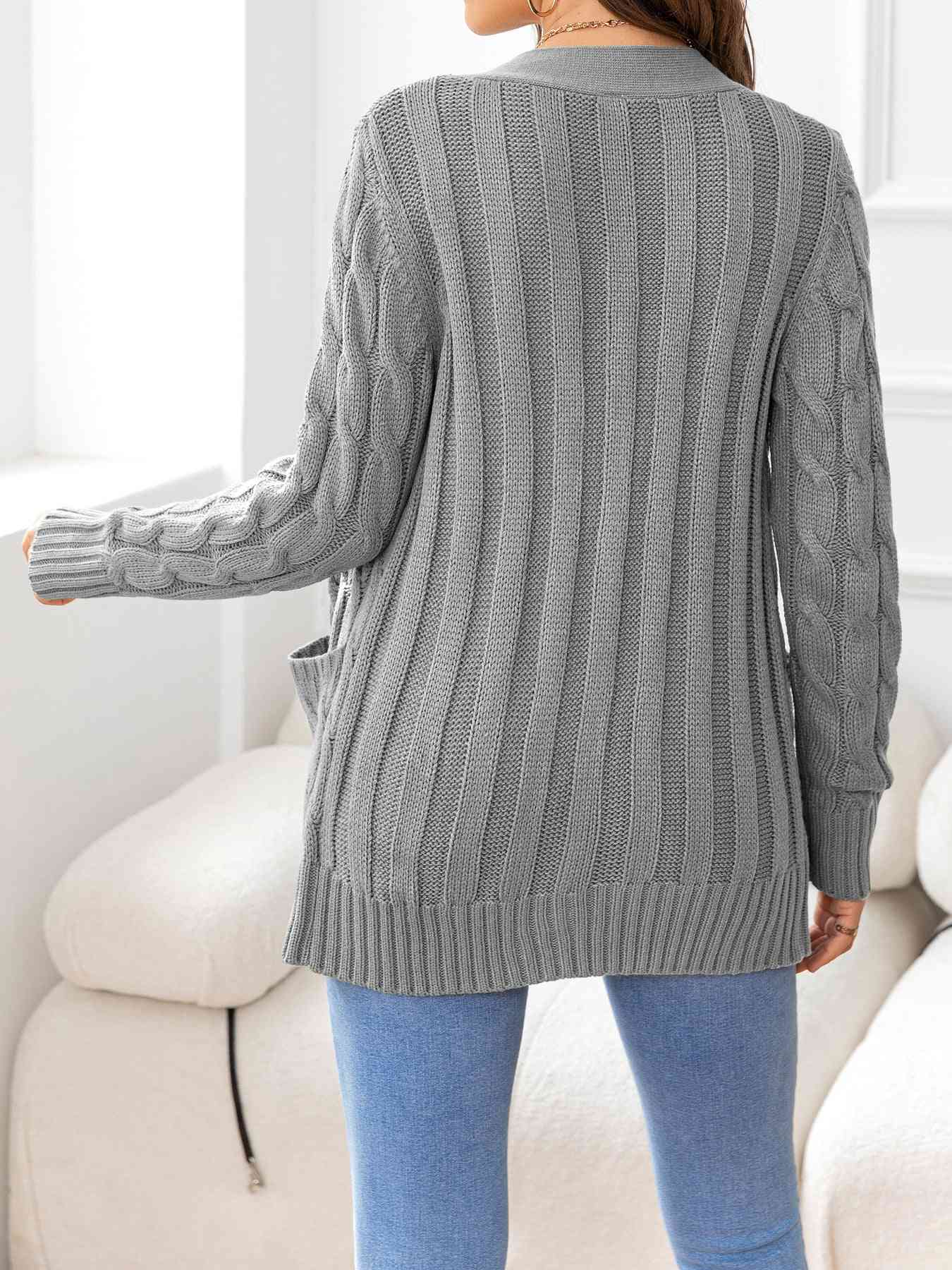 Button Down Cable-Knit Cardigan