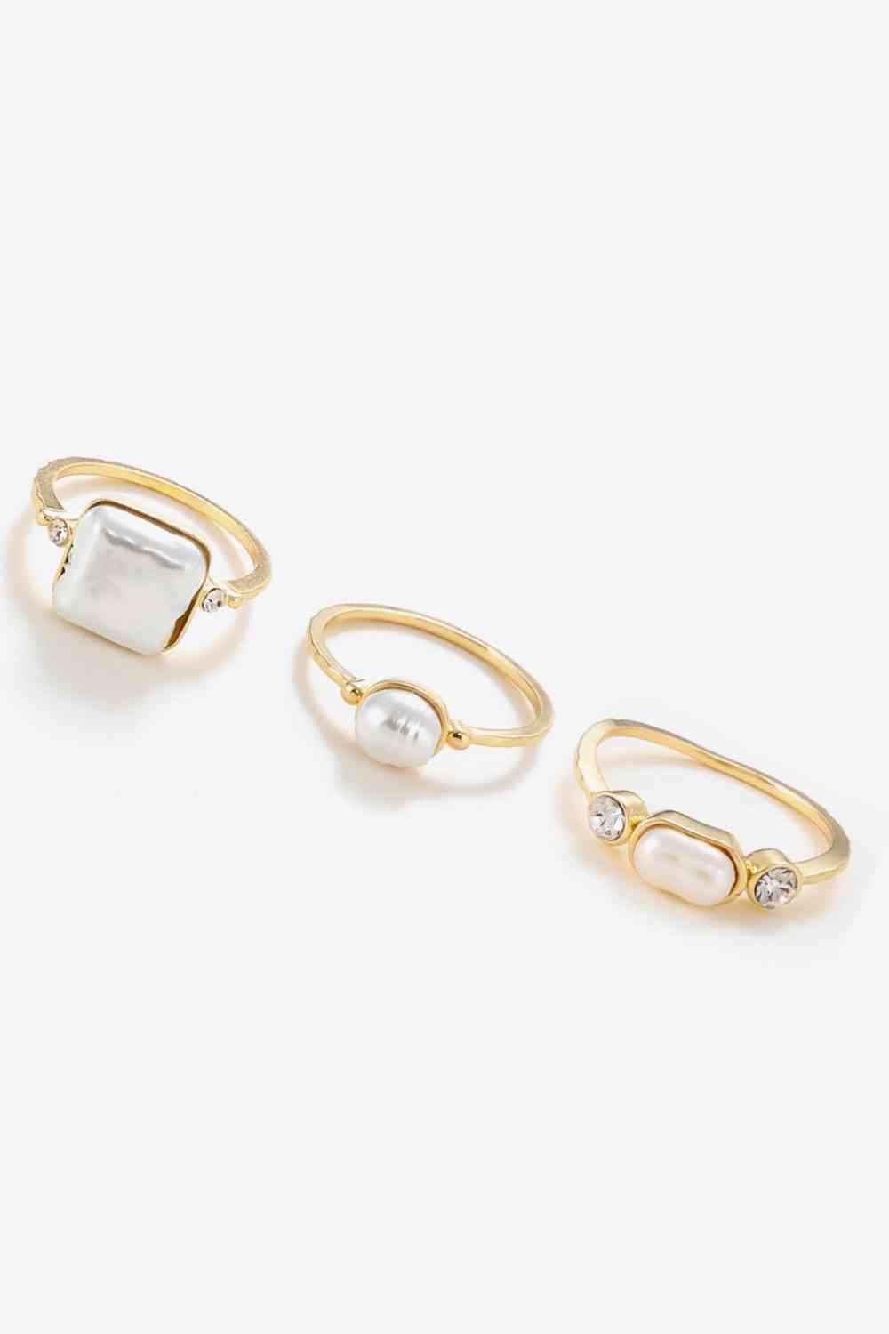 Pearl 18K Gold-Plated Ring Set