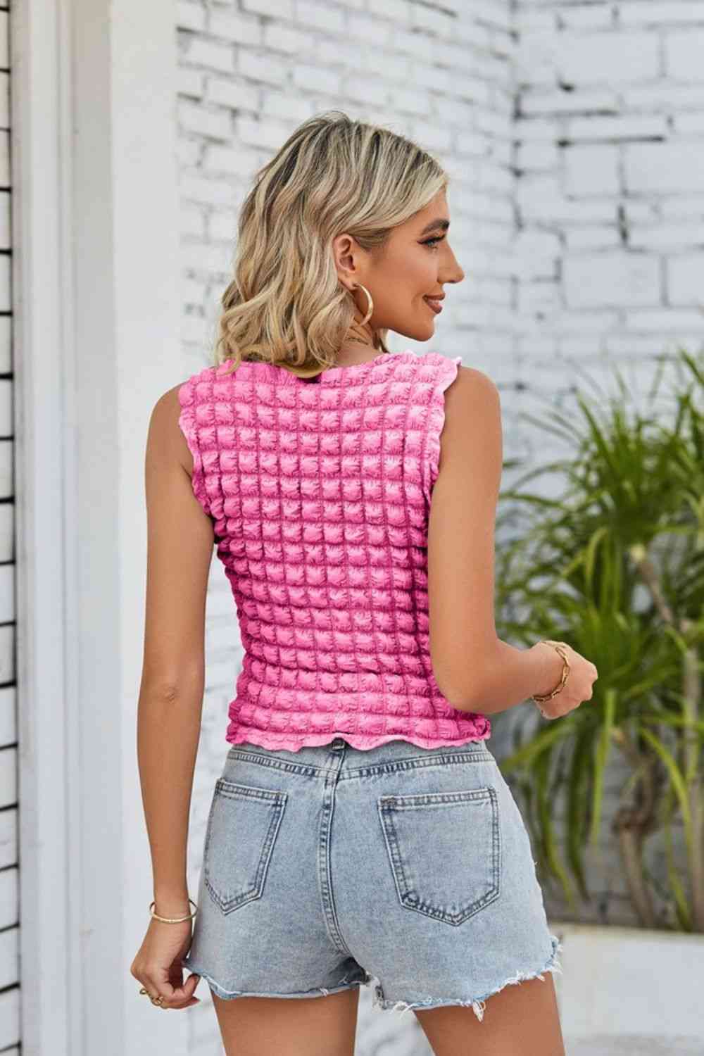 Textured Round Neck Tank