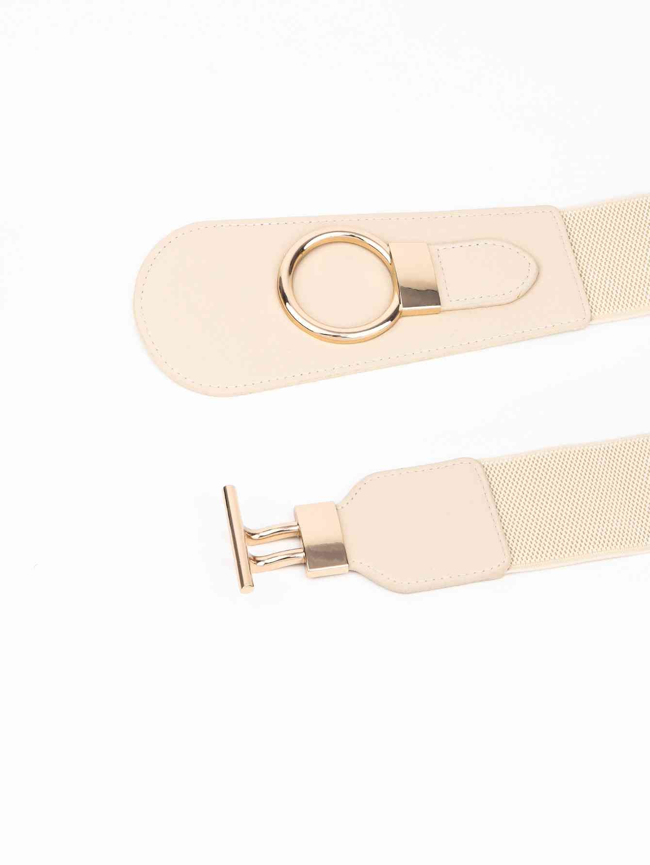 PU Elastic Wide Belt with Alloy Buckle