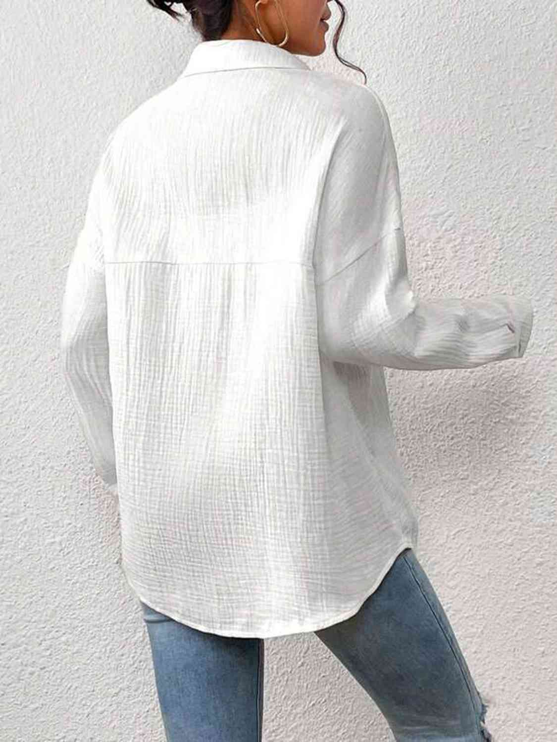 Textured Drop Shoulder Shirt Jacket