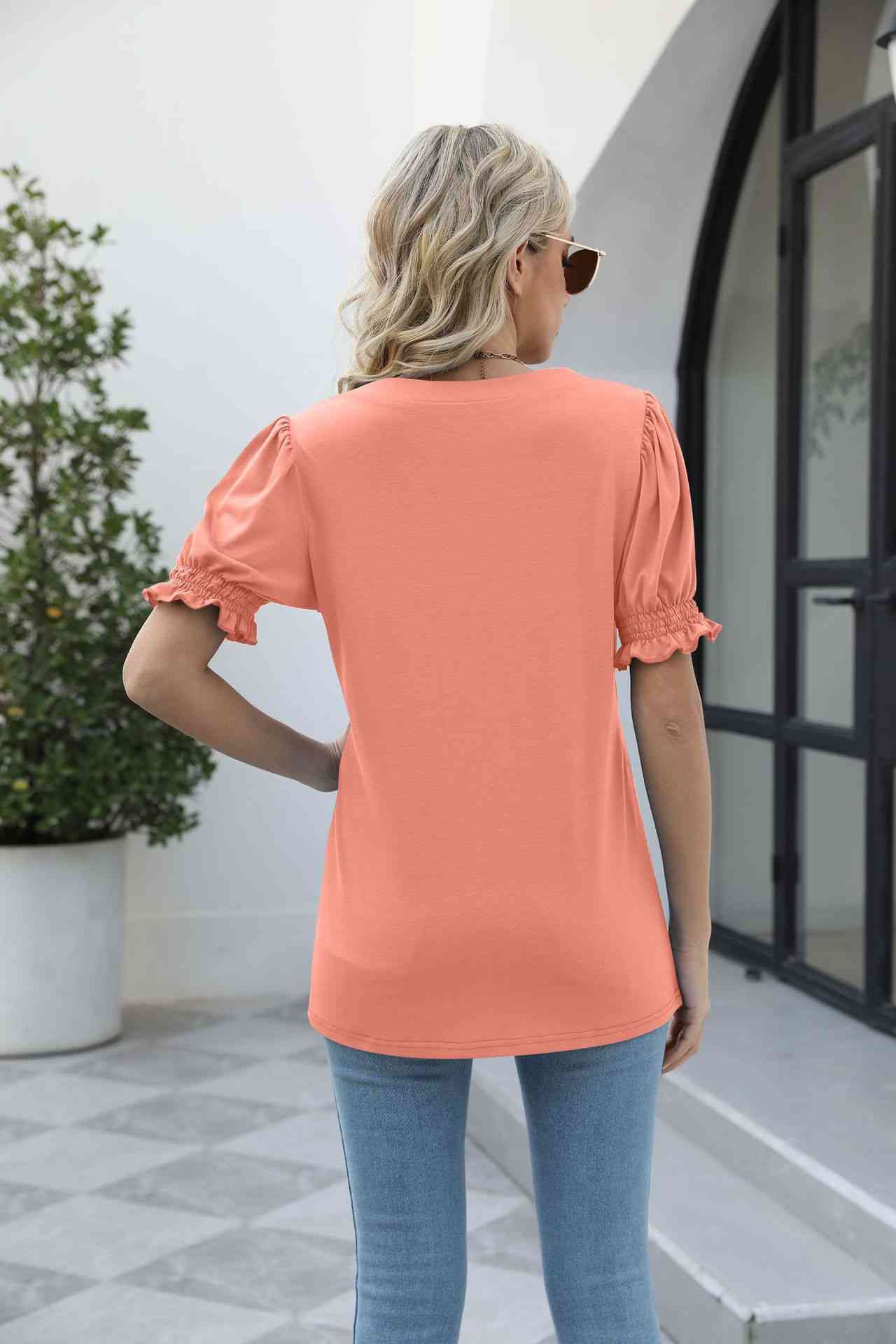 Square Neck Flounce Sleeve Top