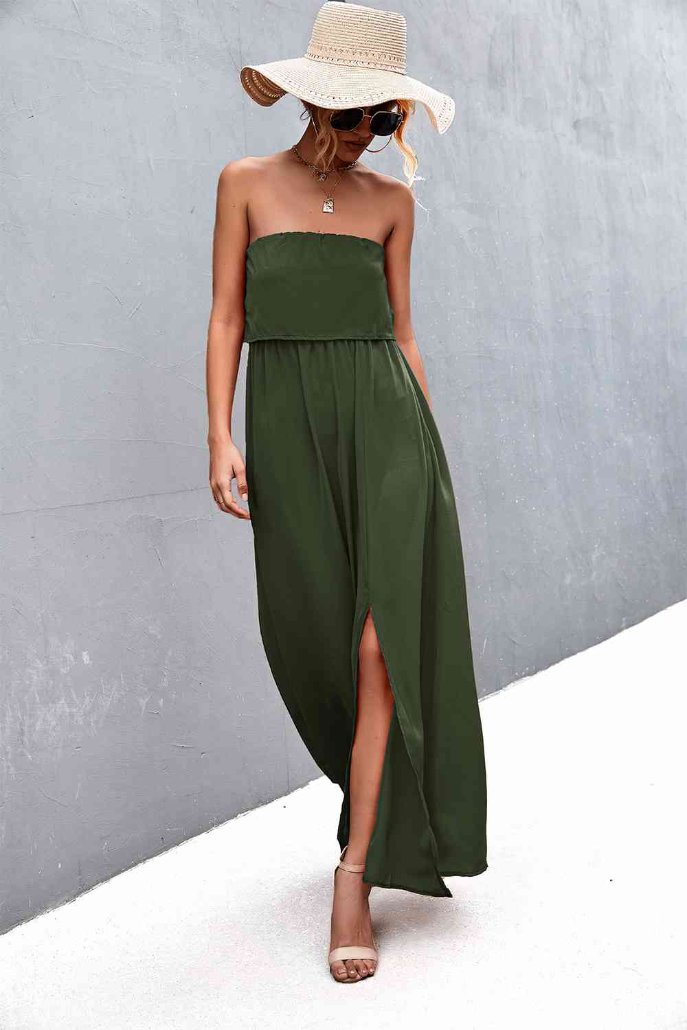 Strapless Split Maxi Dress