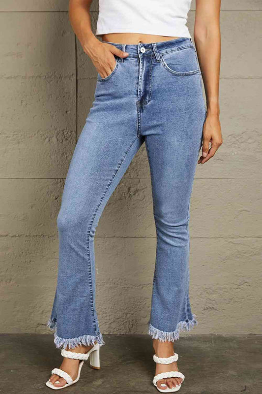 Baeful Frayed Hem Flare Jeans