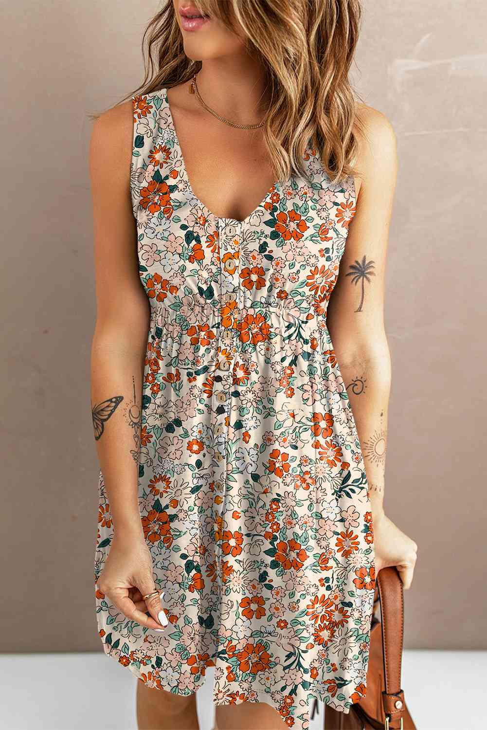 Printed Button Down Sleeveless Magic Dress