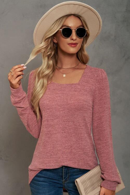 Square Neck Puff Sleeve T-Shirt